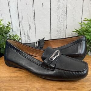 Geox Respira Black Leather Women's Driving Loafers